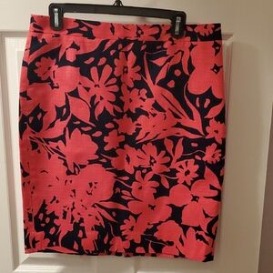 J. Crew Pink and Black Floral Pencil Skirt